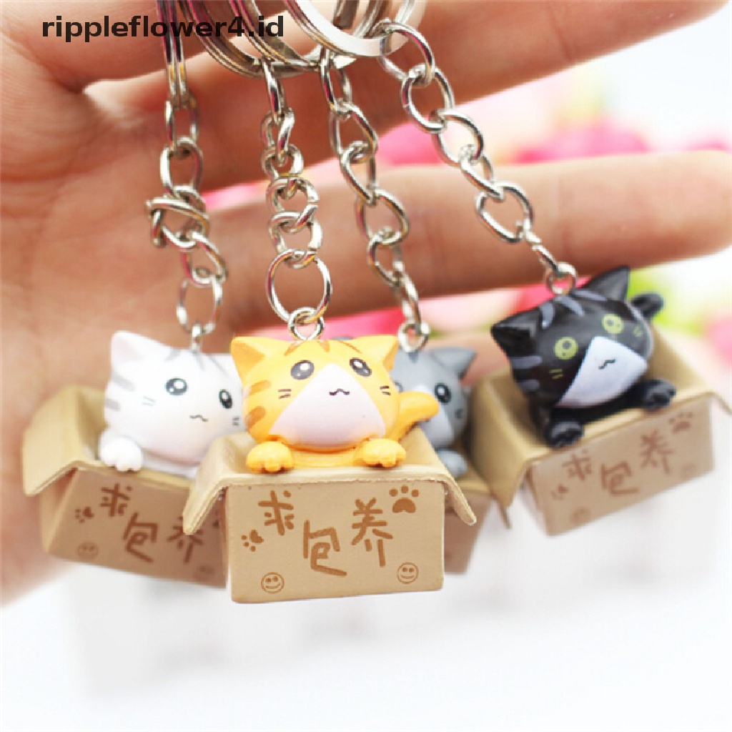 {rippleflower4.id} 4 Pcs Cats Keyring Gantungan Kunci Kucing Kartun Gantungan Kunci Mobil Liontin Tas Dompet Hadiah~