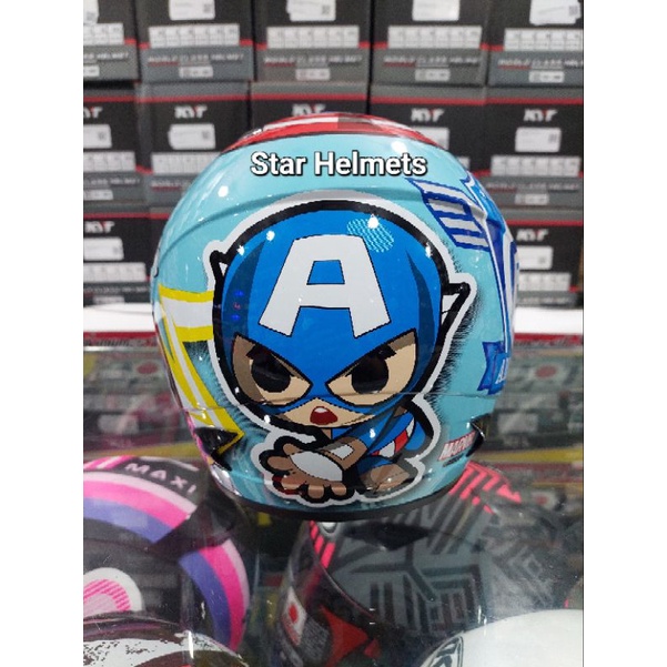 Helm Anak MDS R3 Junior Captain America #3 Blue Pastel