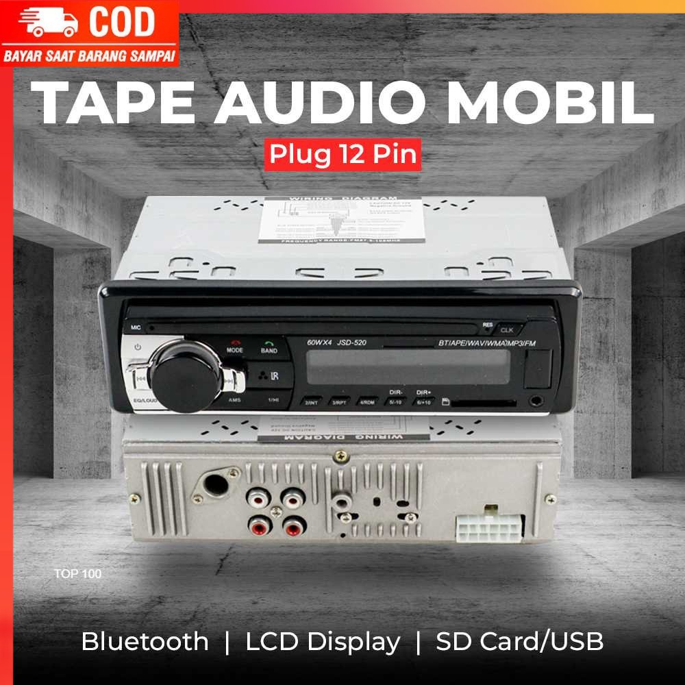 ( 100% BARANG ORI ) Tape Audio Mobil Multifungsi Bluetooth MP3 FM Radio 60 W x 4 12 Pin - JSD-520