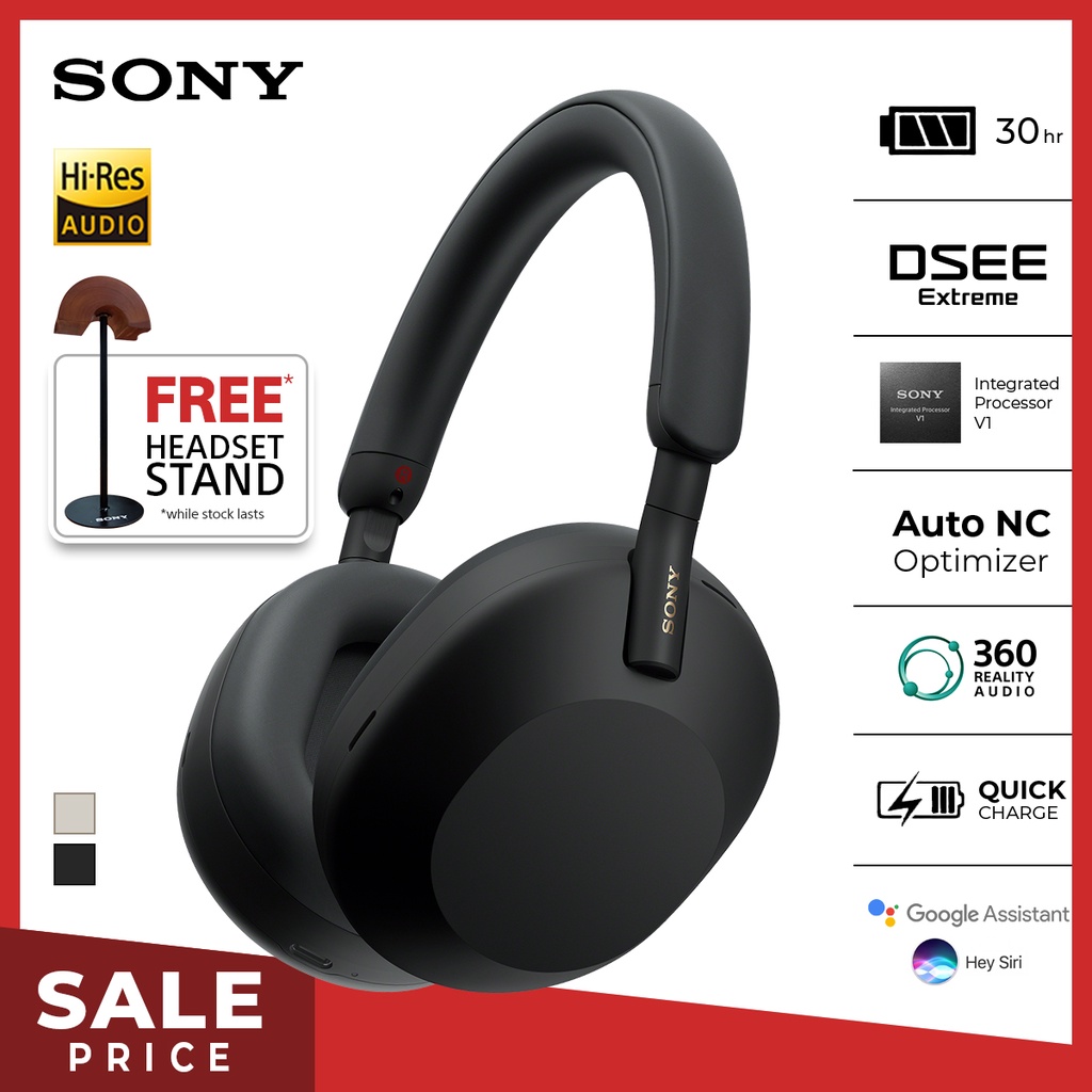 Headset Sony WH-1000XM5 Headphones Wireless Noise Canceling Premium ...