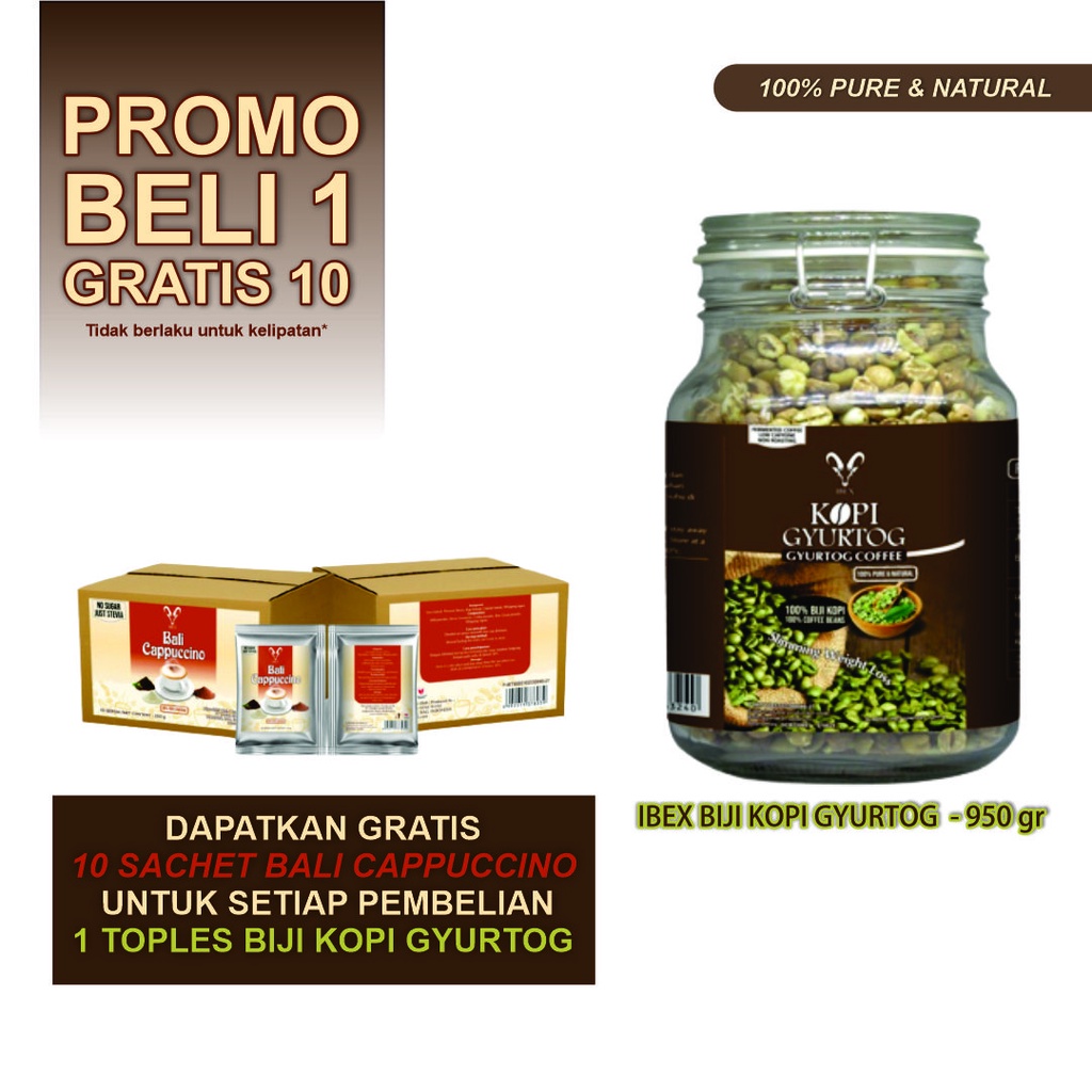 

Kopi Gyurtog Beans Fermented Coffee & Low Caffeine - 950gr