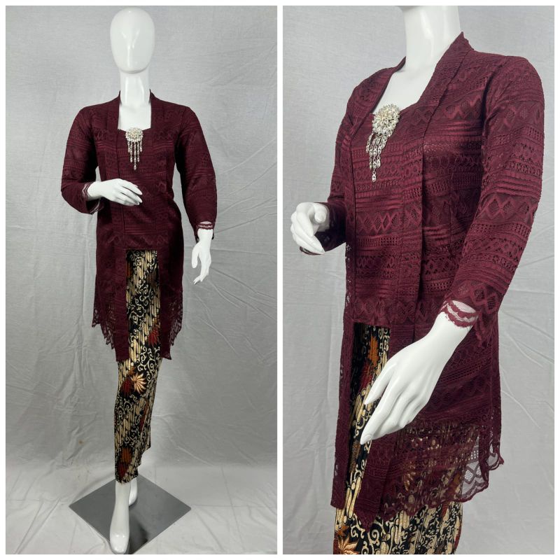 Realpict setelan kebaya Tunik brokat//kutubaru brokat Tunik//kebaya besanan//kebaya pesta modern