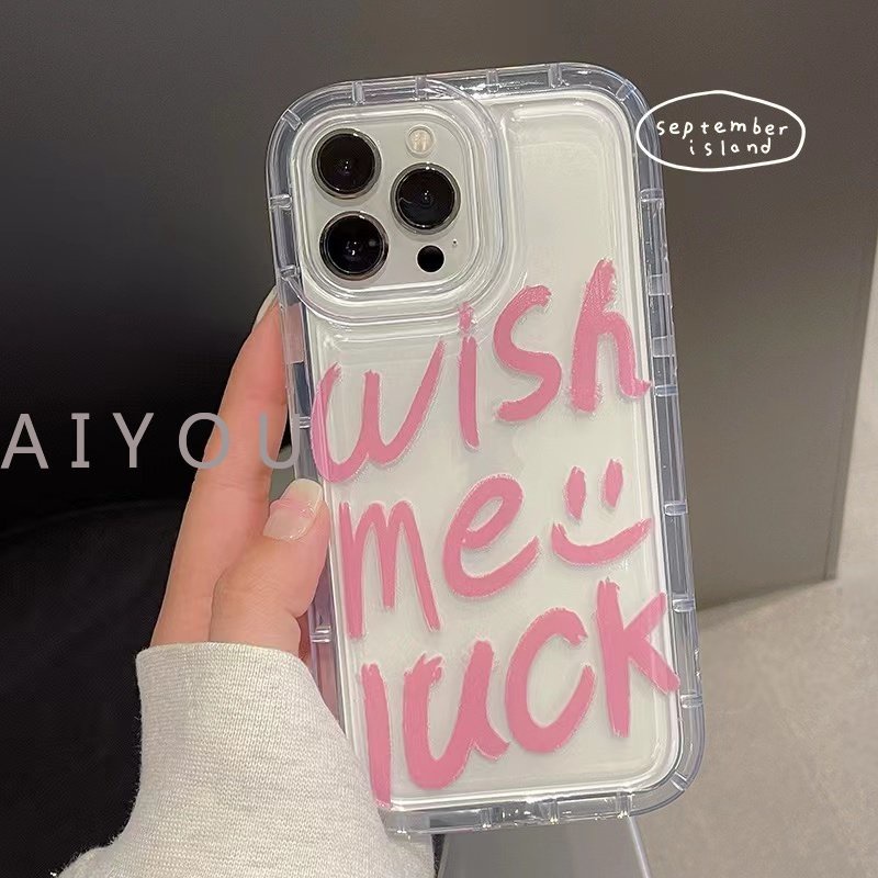 For iPhone 14 Pro Max iPhone 14 Case Thickened TPU Soft Case Clear Case Airbag Shockproof Protection Camera Pink Slogan Compatible For iPhone 13 Pro Max 12 Pro Max 11 7plus XR xs max