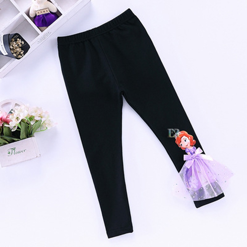 LNR Shop Celana Legging Kartun Anak Perempuan Sophia The First Celana Panjang Ketat Bawahan Dalaman 3D Custom Stretch Import