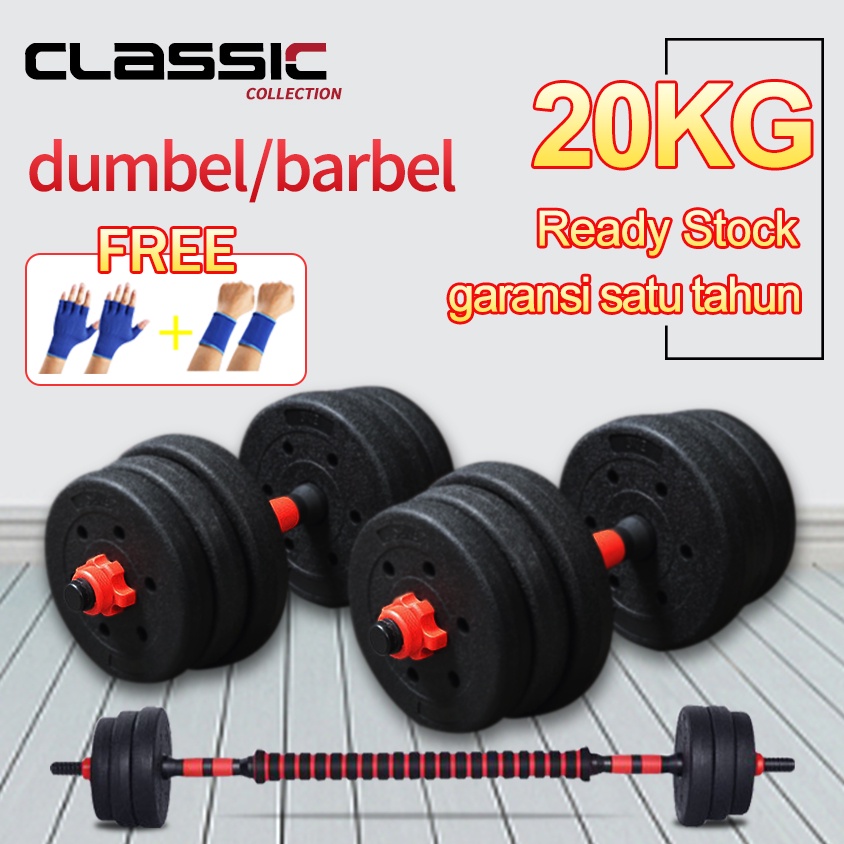【Spot barang】Dumbbell set 20KG peralatan fitness barbel set 20 kg angkat besi dumbbell