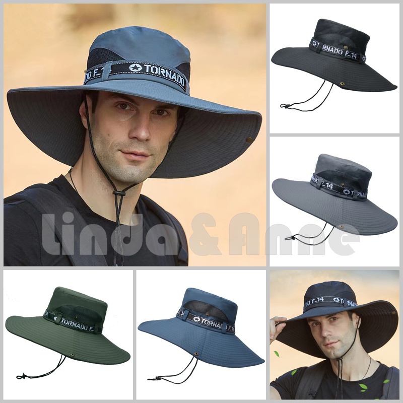 Topi Bucket Hat Tali  Pria Musim Panas Perlindungan Matahari - Topi Visor Pria