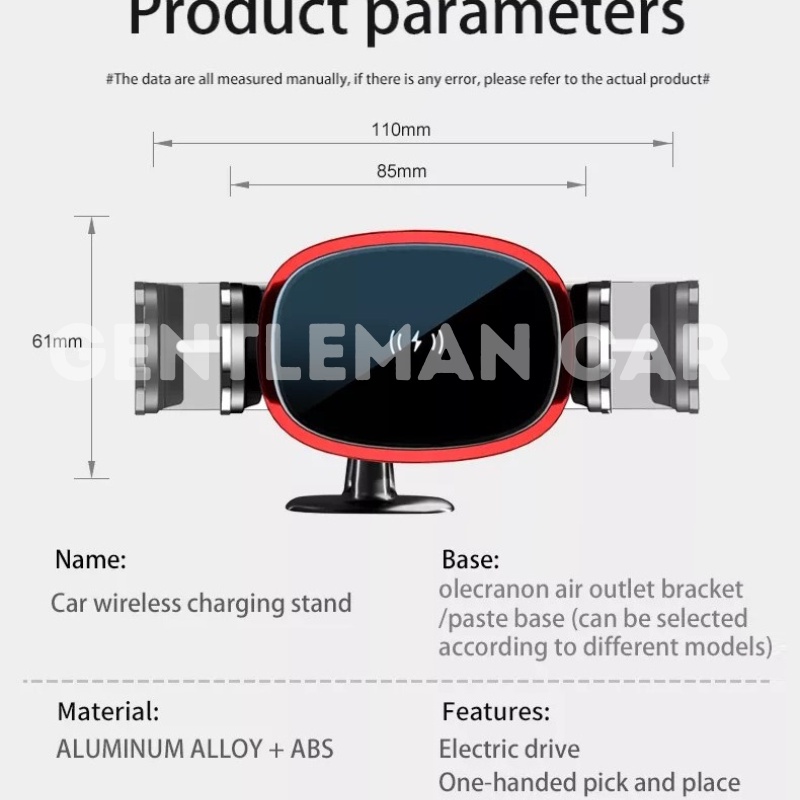Electric Car Wireless Charging Phone Holder Dual Mode HP Fast Charge Cas Dudukan Mobil 360°