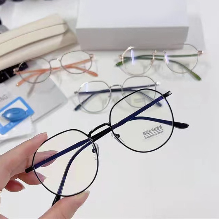 Frame&amp;Lensa Kacamata Bingkai Retro Vintage UV Protection Bahan Metal Fashion Wanita