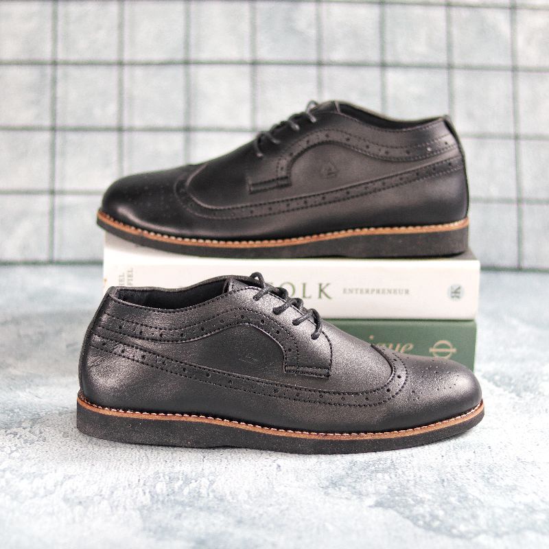 Sepatu Formal Pria Hitam Tali Kasual Casual Kulit Pu Antislip Original Kerja Kuliah Kantor Kondangan Xshoesbdg.id x Saga