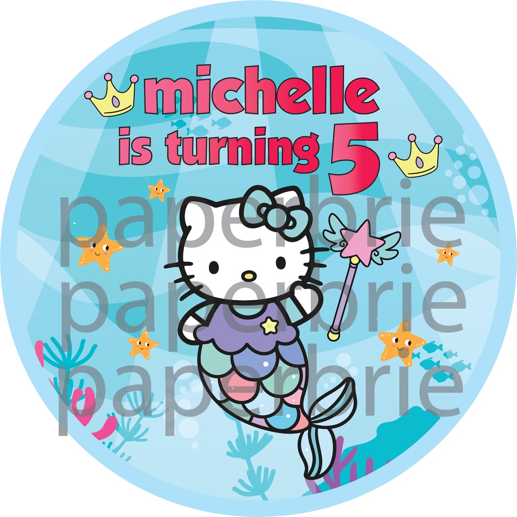 label stiker KITTY UNDERWATER Ulang Tahun Anak - sticker birthday party stiker hampers sticker hamper stiker bingkisan ultah