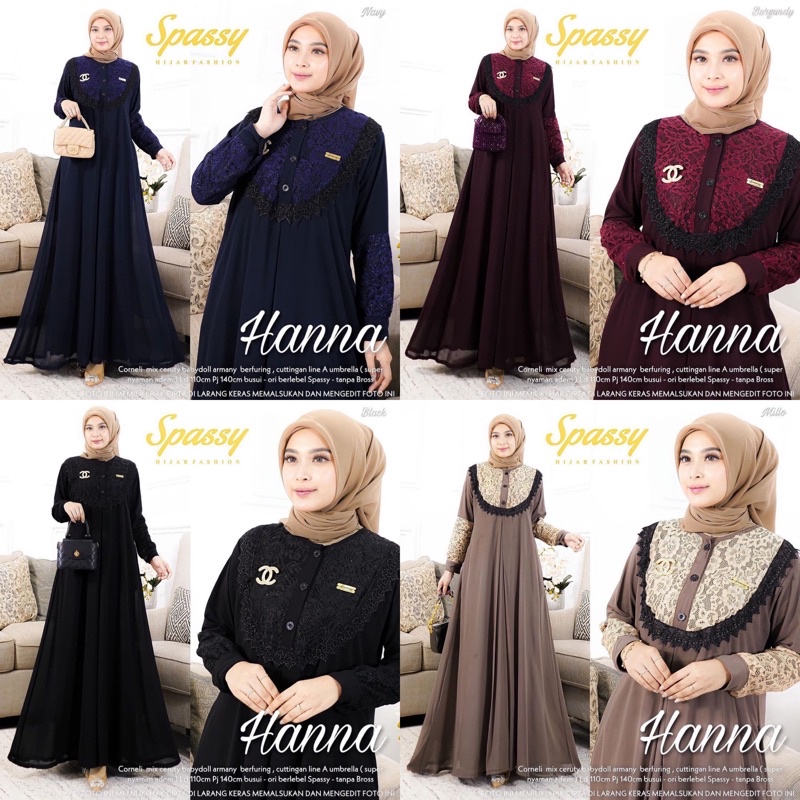GAMIS HANNA BERLEBEL SPASSY ORI / GAMIS BUSUI / GAMIS HANNA TERBARU MURAH