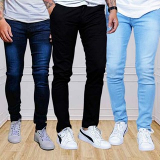 Celana jeans pria panjang slim fit skiny levis hitam pensil reguler jumbo