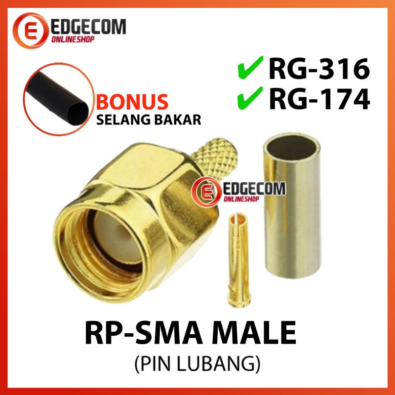 Konektor SMA / RP-SMA  Male Crimp Untuk RG316 RG714 RG179