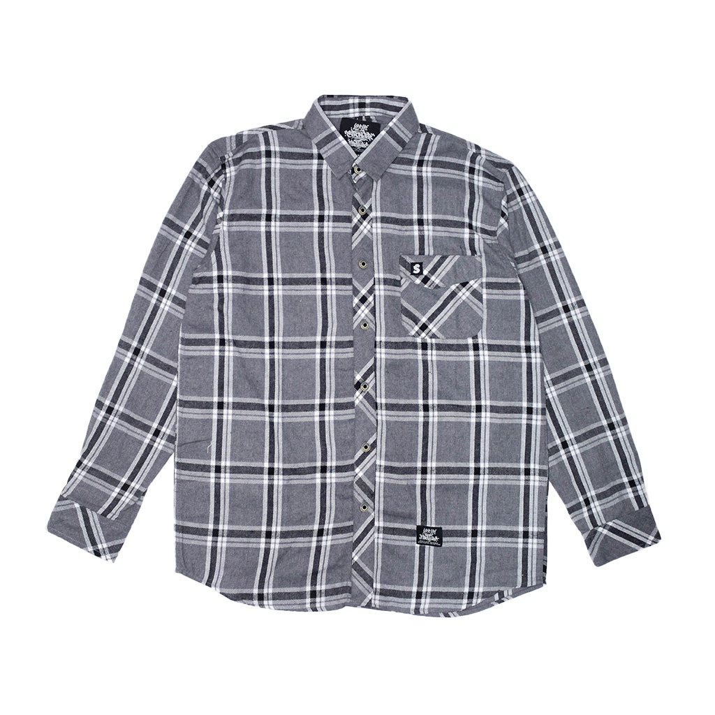 Soldierside shirt Kemeja Flanel pria "Ouvy" Grey black FS224