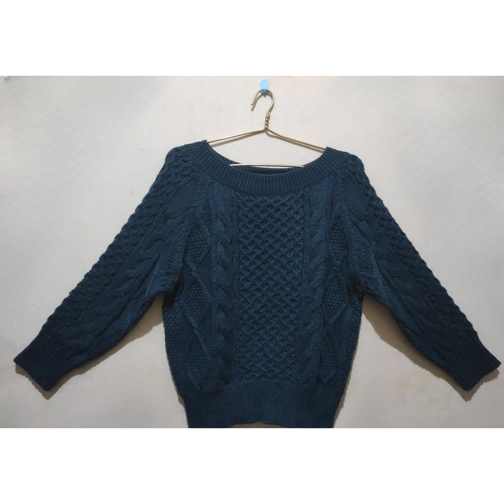 KNIT KEPANG RAJUT SWEATER BY GLOBAL WORK - BLUE VELVETRAJUT COKLAT - MANTEL - SWEATER - SHIRT - BAJU