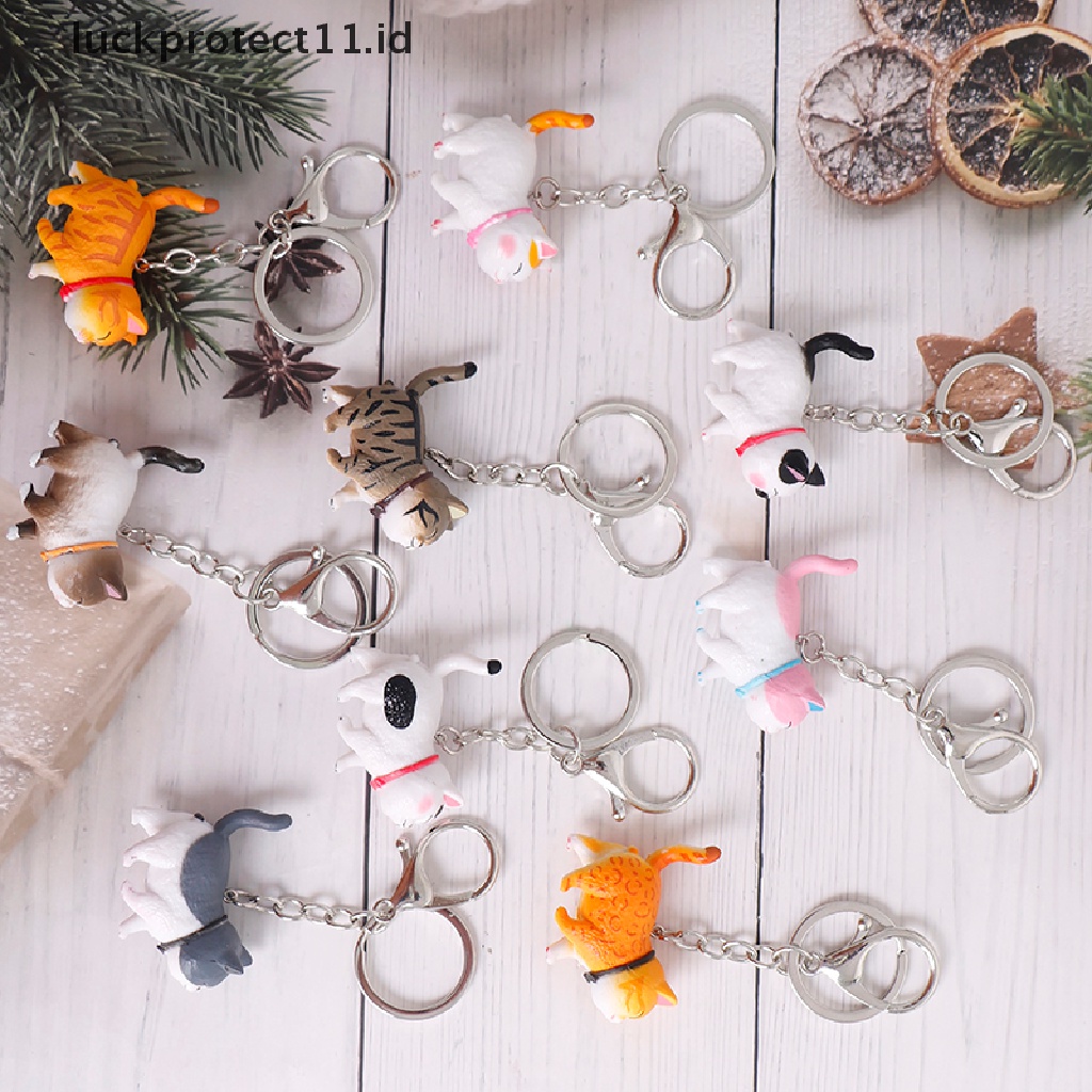 /Fashion Hot// Fashion// Cincin Kunci Liontin Kucing Kartun Lucu Kitten Cat Key Chain Shake Head Bag Keychains.