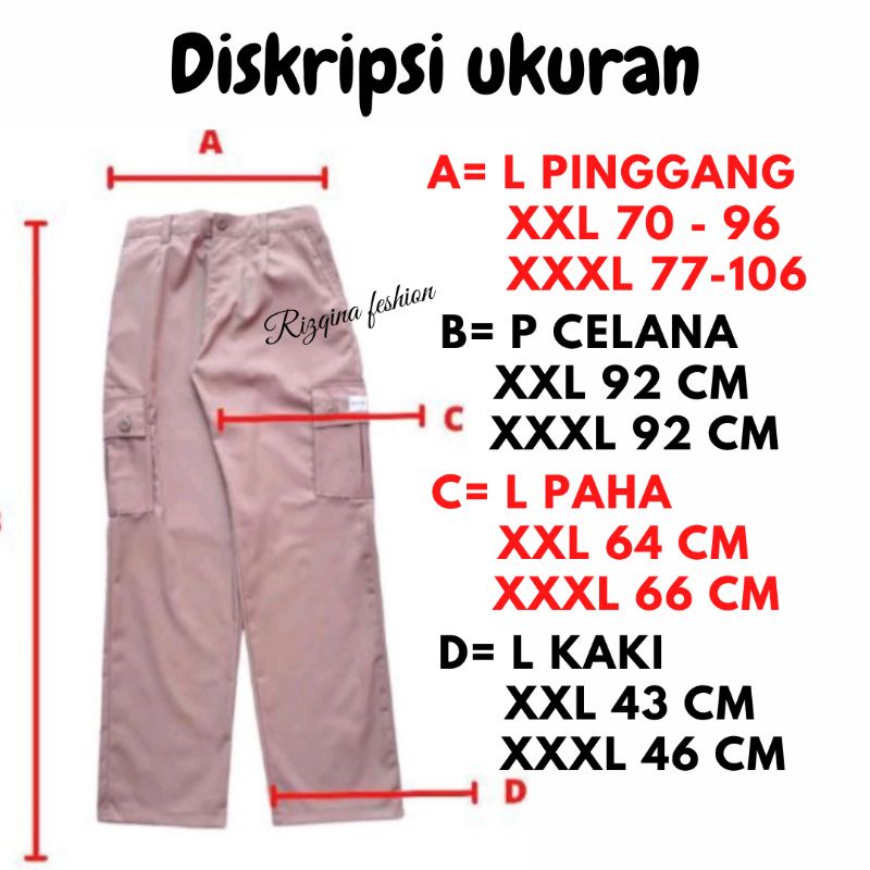 (Size XXL-XXXL)CELANA CARGO Panjang Pants Muat BB 54-64 Kg Premium Drill