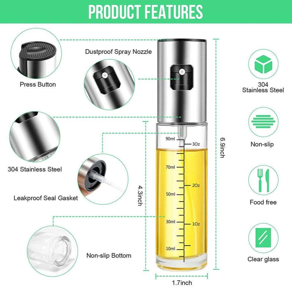 R-FLOWER Glass Olive Oil Sprayer Botol Semprotan Minyak Rumah Tangga Dispense Minyak Dapur Saus Masak