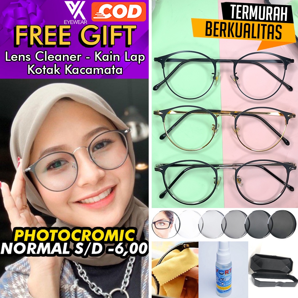 Kacamata PHOTOCROMIC 2075 ori ANTI RADIASI UV Lensa Berubah warna Sunglass, Blueray Blulightcrmic Bluecromic Minus &amp; Plus Korea Fashion Pria / wanita