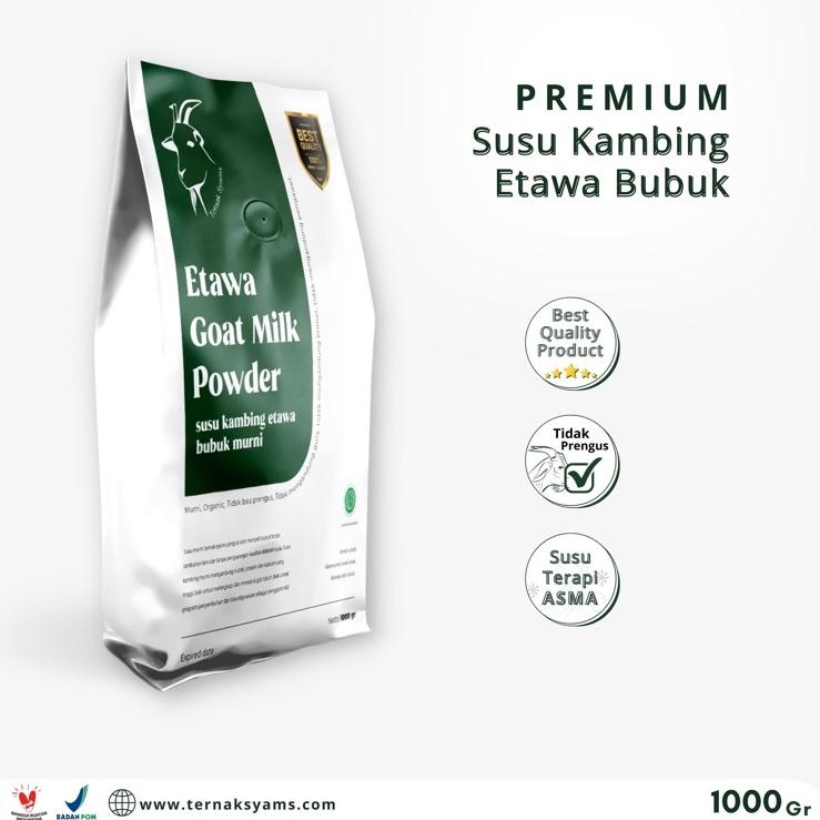 

(PROMO FAL42) Premium Susu Kambing Etawa Bubuk Syams 1000 gram Pure Murni Alami Organik Pasteurisasi tanpa campuran gula Original Mentah Kiloan Natural Asli 1 Kg ❆