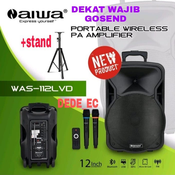 Speaker Portable Aiwa 12 Inch Was 112 LVD+STAND/TRIPOD