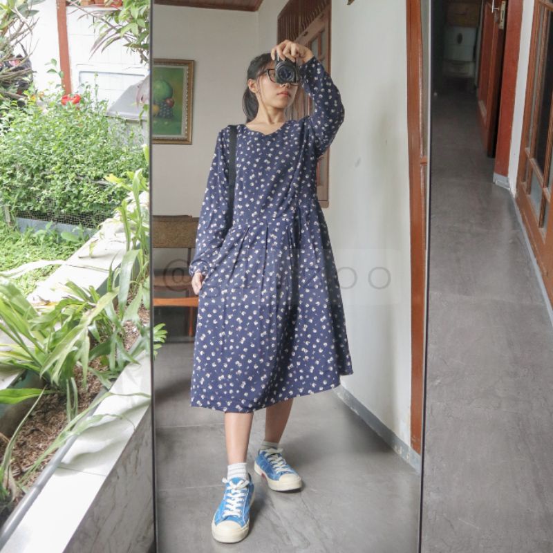 dress bunga/dress vintage preloved