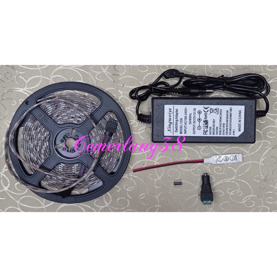 Paket Lampu LED Strip RGB 5050 Flexible DC 12V IP44 WATERPROOF