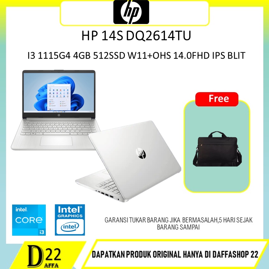 Jual Laptop Hp 14s Dq2614tu Core I3 Gen 11 Ram 4gb 512 Ssd Fhd Ips Shopee Indonesia 1546