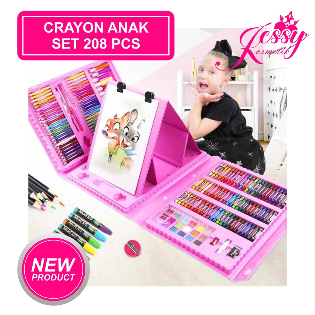 

[1800] T640 Crayon Set 208pcs / Krayon Mewarnai Anak 208pcs / Pensil Warna Set 208pcs
