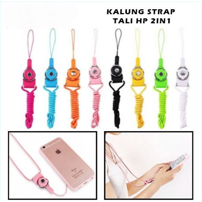 Kalung Tali 2In1 Gantungan HP Gantung Leher Nametag Flashdisk Name Tag ID Card