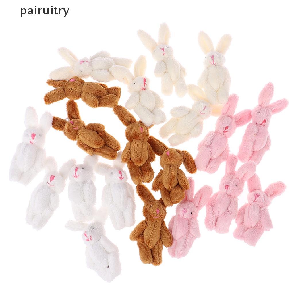 Prt 5Pcs 6cm Mini Joint Rabbit Pendant Plush Bunny Untuk Gantungan Kunci Buket Mainan Boneka PRT