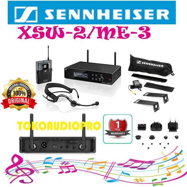 Sennheiser XSW 2-ME3 Wireless Headworn Microphone System  XSW2/ME3