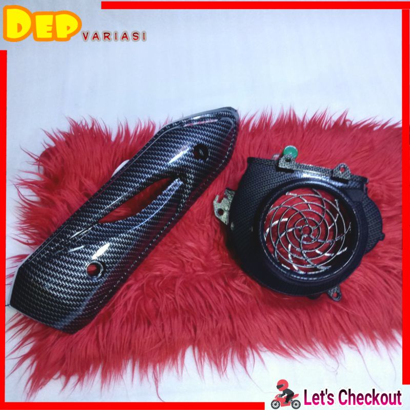 Cover Knalpot & Cover Kipas Beat Karbu Carbon WTP