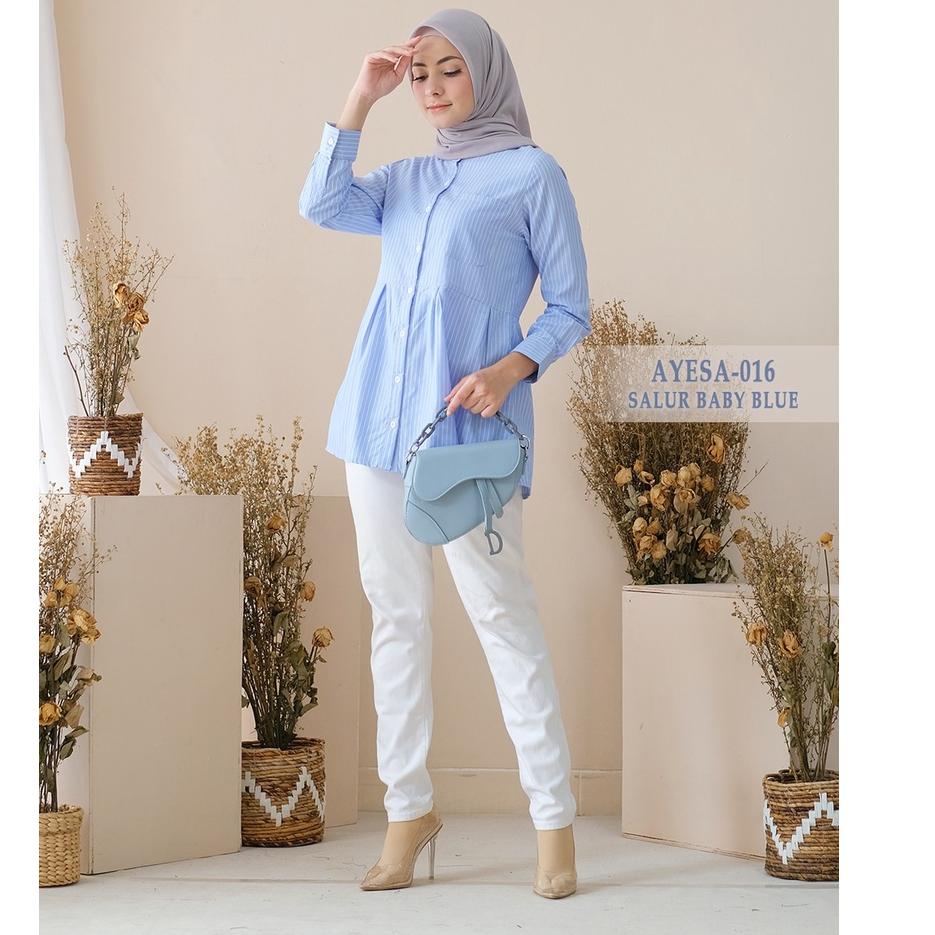 Trendy  M, L, XL, XXL ORIGINAL Ayesa Motif Sku ke 1 - Pakaian Kemeja Wanita by Hijab Mamah icis