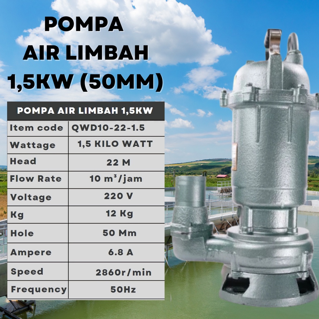 Pompa Air Celup Limbah  – Pompa Celup Pemotongan pompa hisap lumpur pompa hisap septictank  1,1Kw GNWQ12-10-1,1