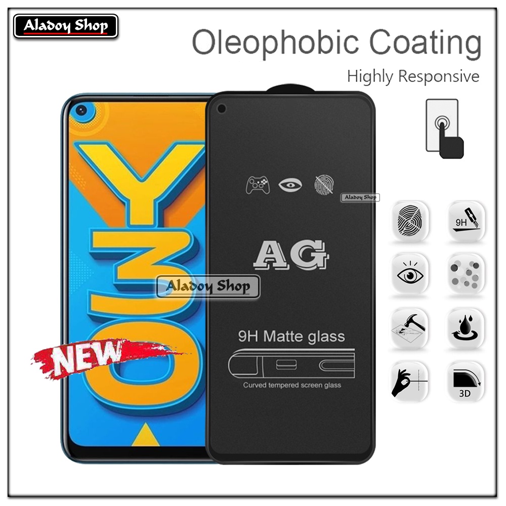 Paket 3IN1 Tempered Glass Layar Matte Anti Glare VIVO Y30/Y50 Free Tempered Glass Camera dan Skin Carbon