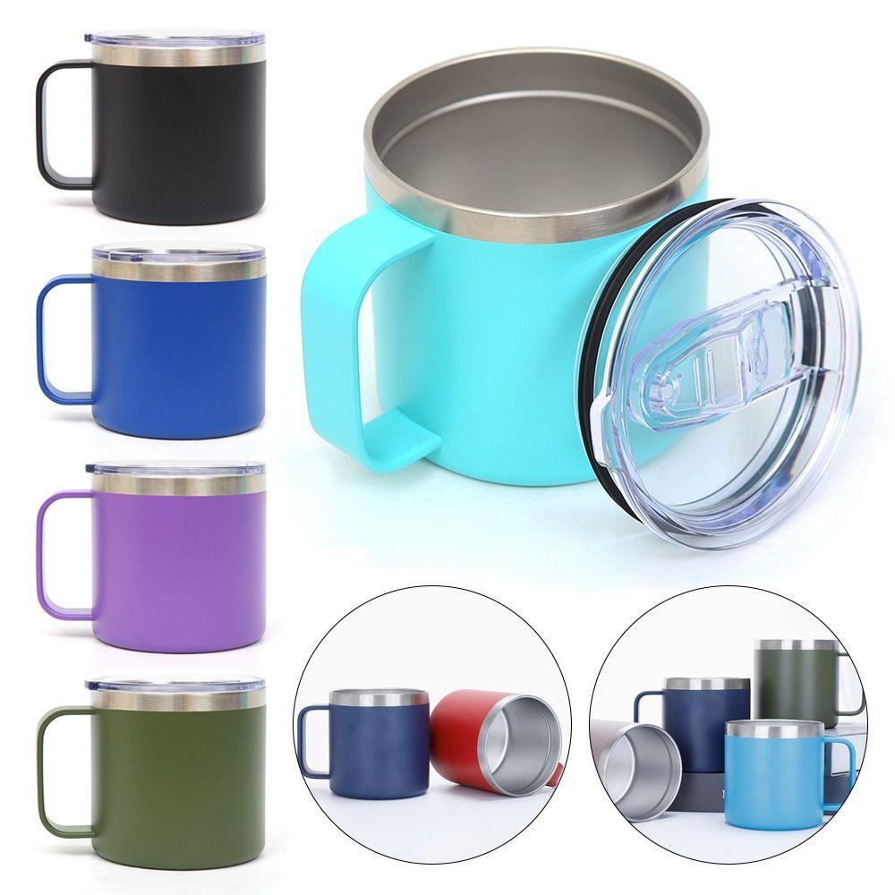 Top 14oz Mug Tumbler Stainless Steel Tahan Lama Dengan Tutup Termos Botol Air