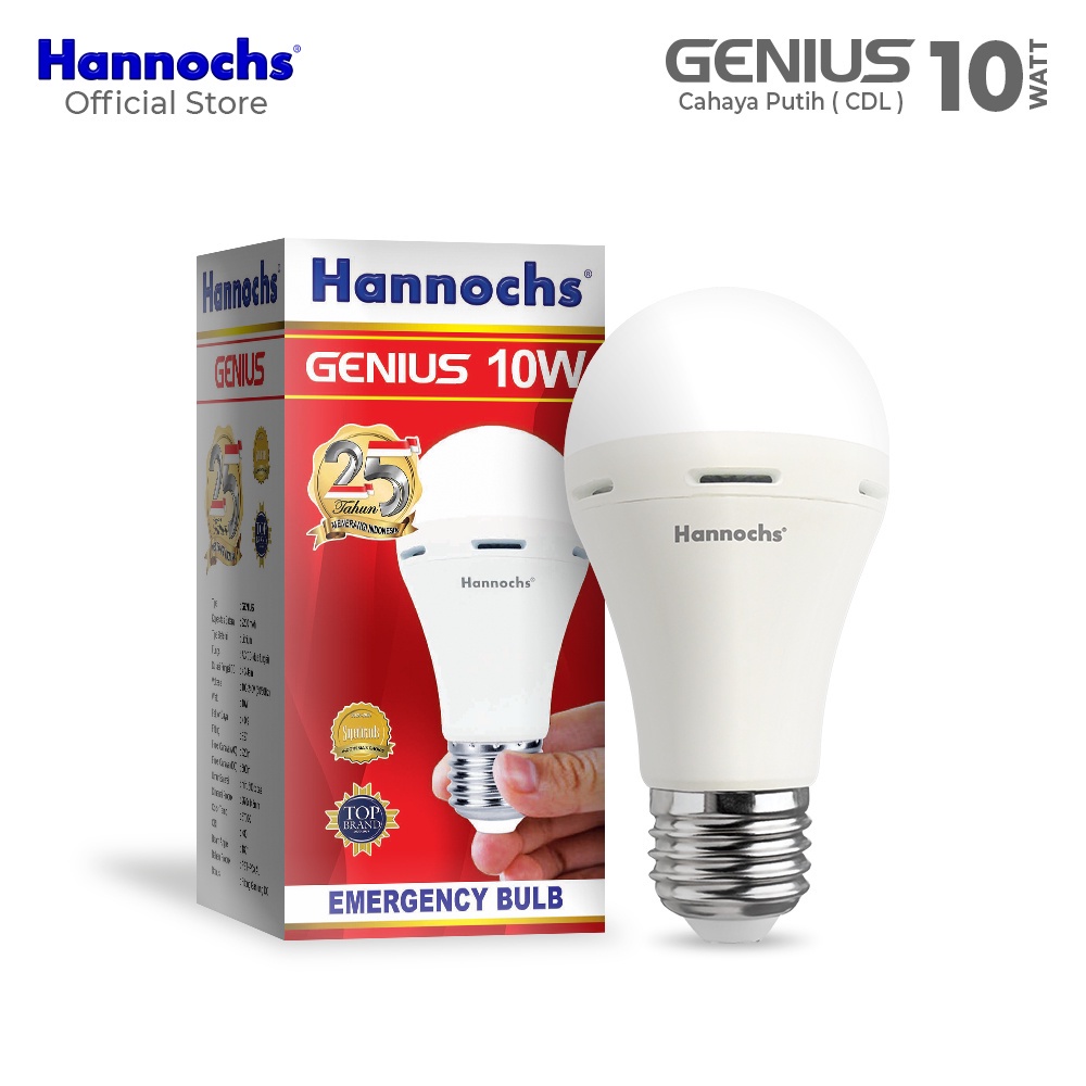 Hannochs Lampu Emergency Led AC/DC Genius 10 watt cahaya Putih