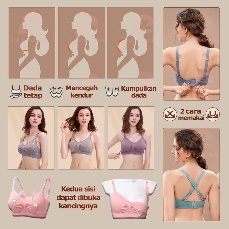 Bra Menyusui tanpa kawat Bra ibu hamil jumbo Bh menyusui seamless Bra bumil Bh busui Cup besar wanita nursing Bra Premium busa tipis maternity bra Kait 3 breastfeeding bra Push up Kancing Depan bra Baju busui Daster busui 937