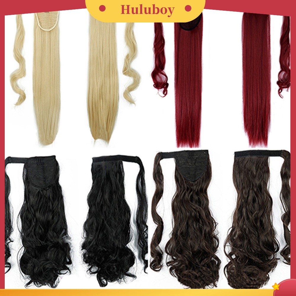 Wig Rambut Ekstensi Model Panjang Lurus Gelombang Dengan Klip Untuk Wanita