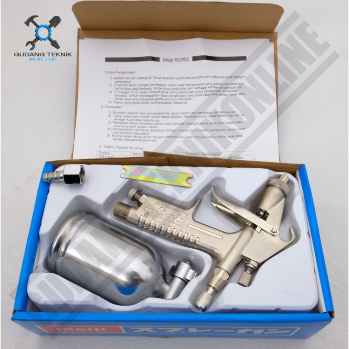 Spray Gun Spraygun Premium 200cc R3 MEIJI / Alat Semprotan Cat Semprot Cat Kompressor Tabung Atas R 3 MEIJI