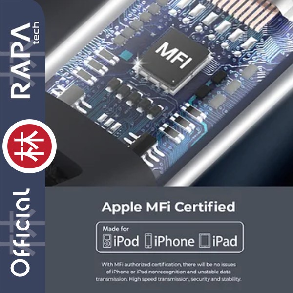 RAPAtech DC3034 - LINE+ I Apple MFi Certified USB-C to Lightning 27W