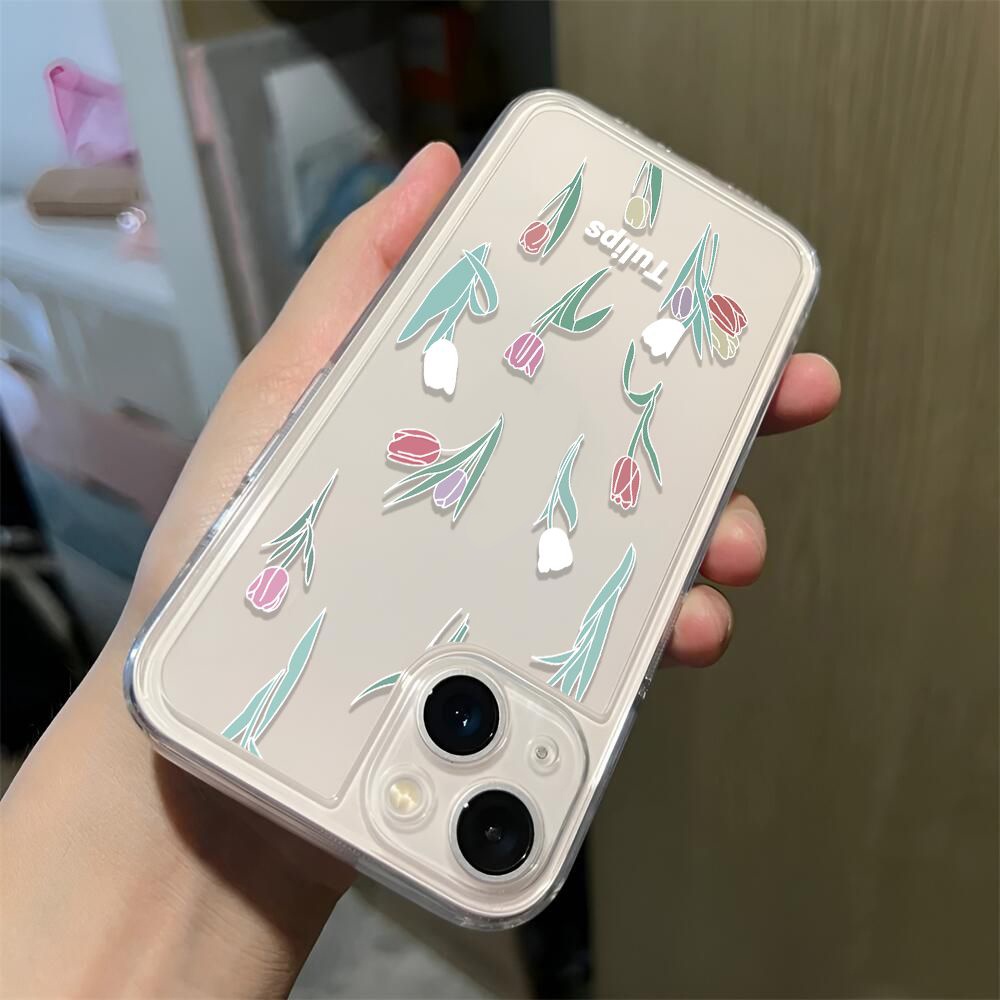 IPHONE Bunga Warna-Warni Lembut Shockproof Case Kompatibel Untuk Iphone14 13 12 11 Pro XS Max X XR 78 Plus Casing Ponsel Transparan TPU Cover