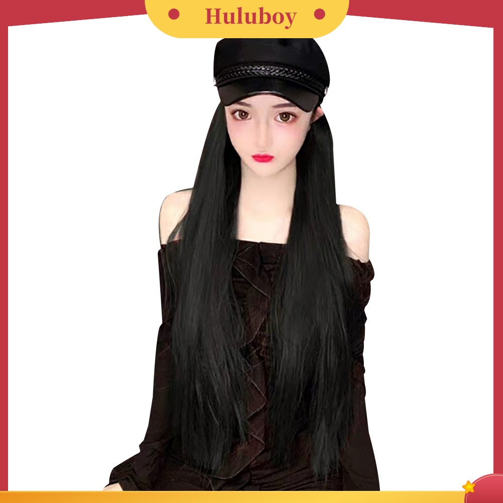 Topi Wig Rambut Ekstensi Model Lurus Panjang Gelombang Untuk Wanita
