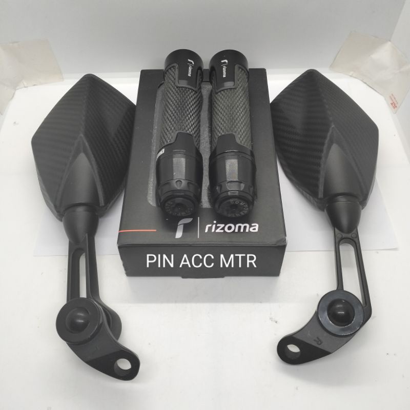 Paket spion variasi Motor Hand grip Jalu censi Rizoma pluse Spion Nemo 1008 Carbon / spion Nemo 1007 Hitam