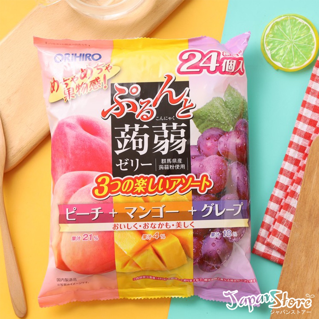 

Orihiro Konyaku Jelly Pouch Peach + Mango + Grape 480g (24 pcs x 20g)