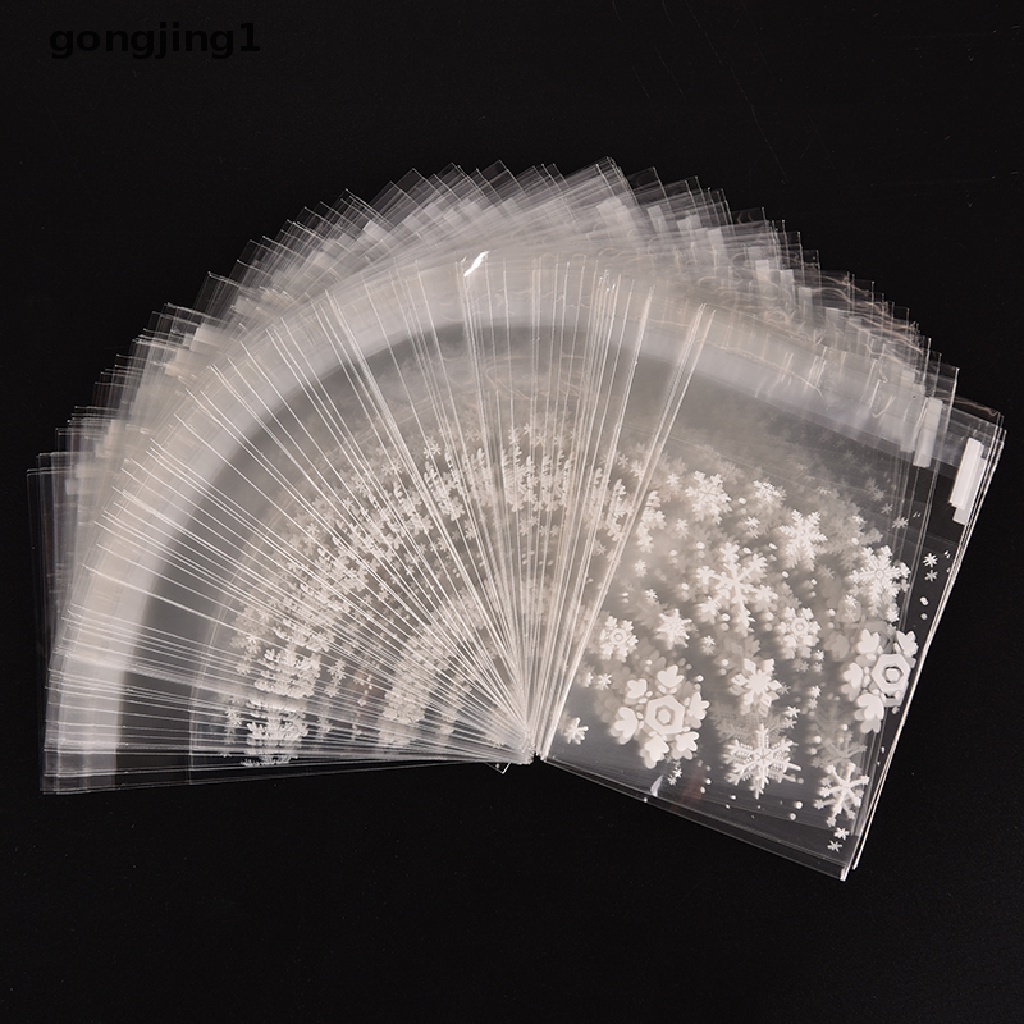 Ggg 100 Pcs Natal Snowflake Cellophane Pesta Traktir Cooky Permen Biskuit Hadiah Tas ID