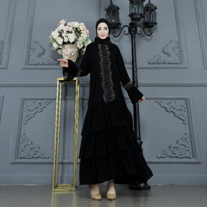 Gallery Exclusive Abaya Hitam Gamis Bordir Turkey Dubai Humairo