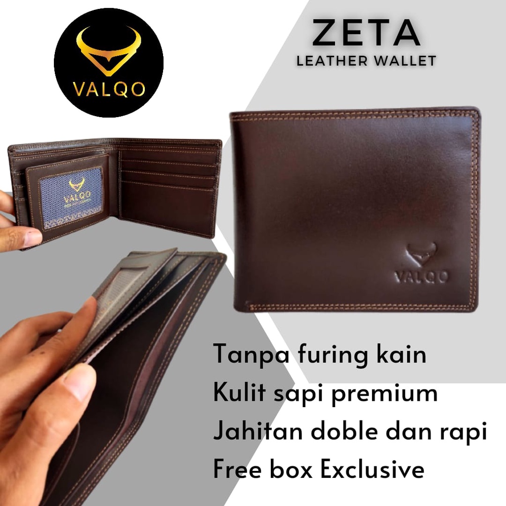 [VALQO] Dompet ZETA Kulit sapi Full Tanpa furing Cowok Pria Laki bisa COD