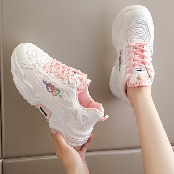 Sepatu Sneakers Wanita Tali Sepatu Olahraga Fashion Style Korea Sport Shoes Casual PU Free Box Azgalery SPT-14